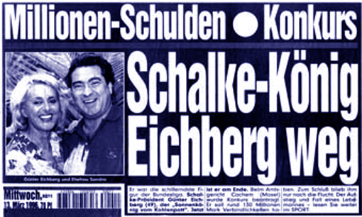 Zeitungsschlagzeile "Schalke-König Eichberg weg"