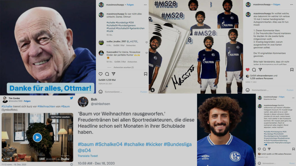 Montage mit verschiedenen Social-Media-Beiträgen zu den Trainern