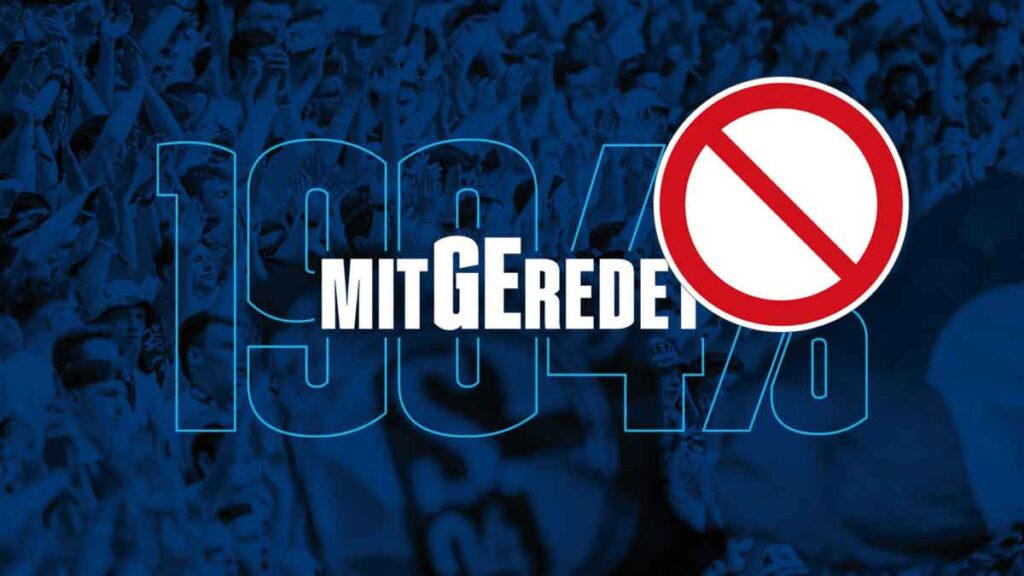 Das Logo der Veranstaltung Mitgeredet mit einem Verbotsschild.